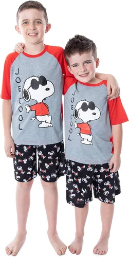 Vista 5 de INTIMO Peanuts Joe Cool Snoopy - Pijama de manga corta y pantalones cortos, conjunto de 2 piezas para niños
