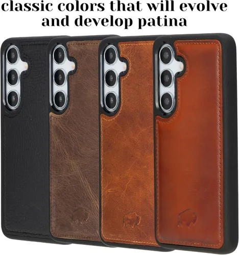 Vista 8 de BLACKBROOK Funda de piel de alta calidad a presión compatible con Samsung Galaxy S24, elegante funda de cuero de grano completo con la máxima