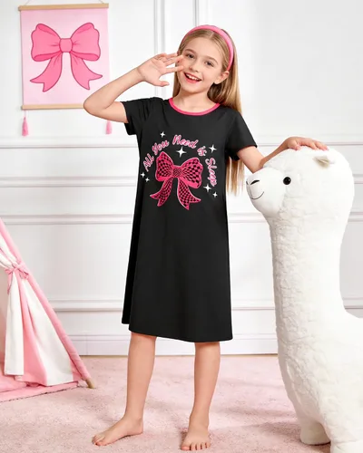 Vista 2 de Sylfairy 2 camisones para niñas, pijamas de princesa, vestido de dormir para niñas pequeñas