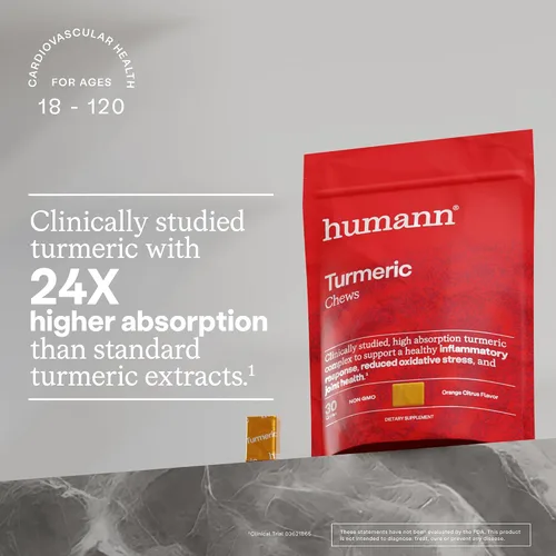Vista 4 de Humann Suplemento masticable de cúrcuma – Complejo de curcumina de alta absorción clínicamente estudiado – sabor cítrico naranja – de SuperBeets