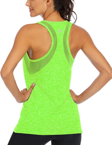 Vista 19 de ICTIVE - Camiseta sin mangas de entrenamiento para mujer, ajuste holgado, malla de yoga, espalda cruzada, espalda abierta Albaricoque