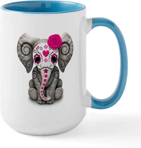 Vista 19 de CafePress Blue Elephant - Taza de café de cerámica de 15 oz (15.0 fl oz)