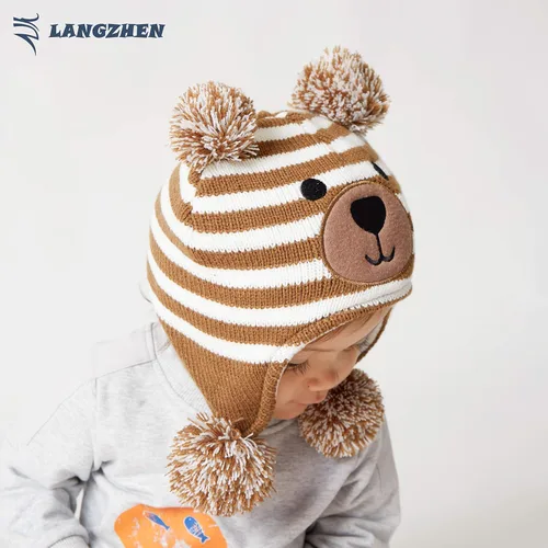 Vista 4 de LANGZHEN Gorro de invierno para niños pequeños gorro cálido con forro polar para bebés y niñas
