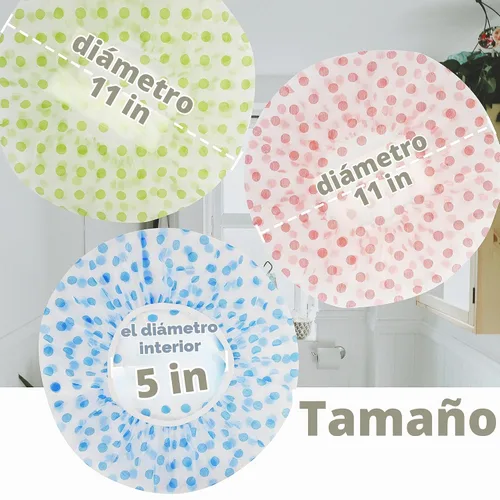 Vista 6 de Gorro de ducha, 12 unidades, de plástico, para mujer, reutilizable, impermeable, banda elástica, estampado de flores, para ducha, spa, salón