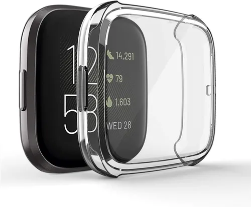 Vista 3 de Paquete de 3 protectores de pantalla compatibles con Fitbit Versa 2, GHIJKL, ultrafino, suave, TPU, funda protectora completa contra golpes