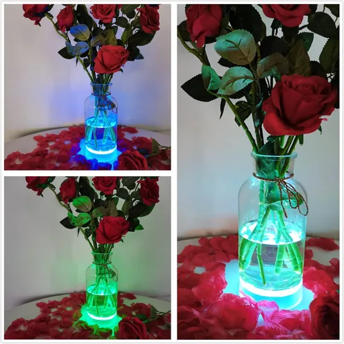 Vista 9 de LARDUX Base de luz LED recargable con control remoto, pantalla LED redonda de 4 pulgadas, pedestal, luz multicolor para jarrón, arte de cristal