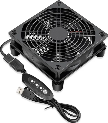 Vista 10 de GDSTIME Enfriador de ventilador de enrutador pequeño de 3.150 in con controlador de 3 velocidades L/M/H, CC 5V USB alimentado por USB, ventiladores