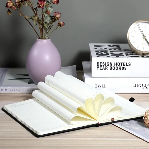 Vista 4 de CAGIE Cuaderno rayado para trabajo, cuaderno de tapa dura para escribir, mujeres y hombres, diario para tomar notas con lazo para bolígrafo