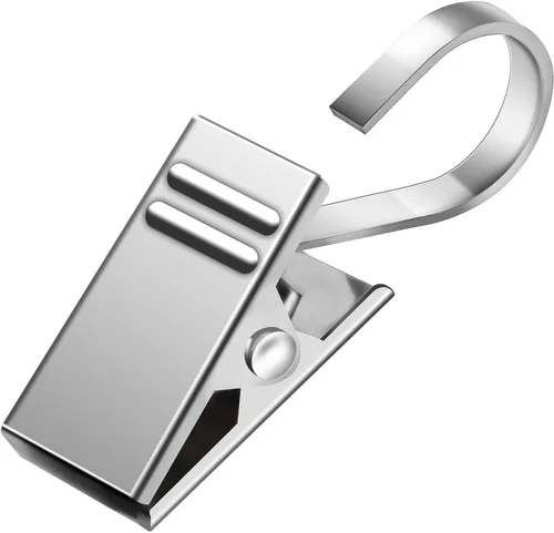 Vista 9 de 50 clips para luces de toldo, ganchos de acero inoxidable, ganchos de cortina, clips de Bulldog para colgar mantel, toallas, clips para camping