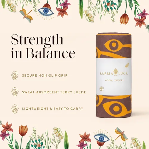 Vista 3 de KARMA AND LUCK Grounded Grace - Toalla de yoga, energía arraigada para fuerza y equilibrio, toalla antideslizante para esterilla de yoga caliente