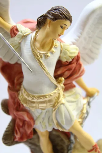 Vista 4 de Colección Vittoria de 16 pulgadas, estatua católica italiana de San Miguel Arcángel, figura de protección religiosa, hecha en Italia, pintada a mano
