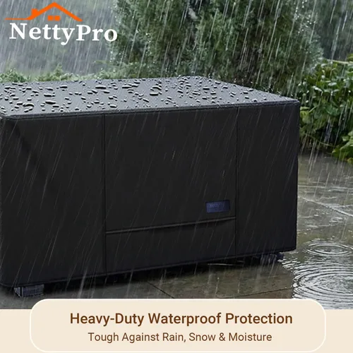 Vista 5 de Cubierta para Hoguera NettyPro Rectangular Impermeable para Chimenea al Aire Libre para Mesa de Hoguera de Gas Propano Rectangular, 42 x 24 x 24