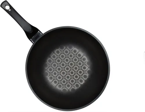Vista 2 de Sartén wok antiadherente de mármol 3D con revestimiento antiarañazos (fabricado en Corea). (8.7 in)