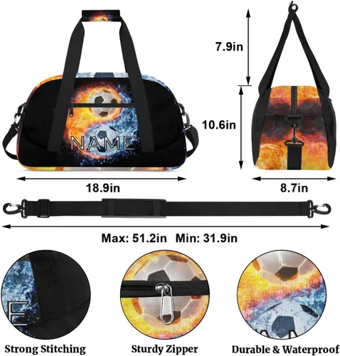 Vista 2 de Bolsa de lona personalizada para niños y niñas, para viajes, fútbol, Yin Yang, Tai Chi, pequeña bolsa deportiva para gimnasio, bolsa de mano