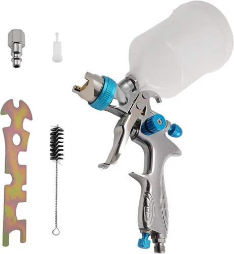 Vista 9 de maXpeedingrods HVLP - Kit de pistola rociadora, pistola de pintura automotriz con taza de aluminio de 1000 cc, 3 boquillas y agujas de latón