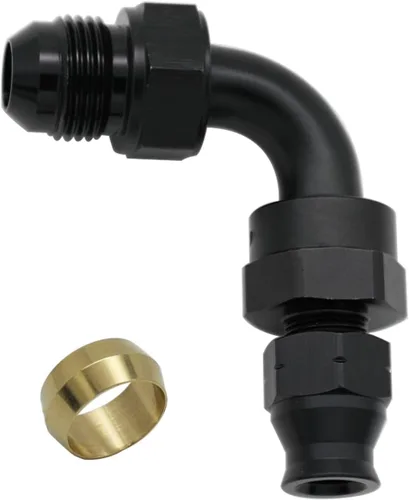 Vista 10 de 3AN macho a 1/4" (6,3 mm) OD adaptador de tubo de combustible de línea dura de aluminio negro