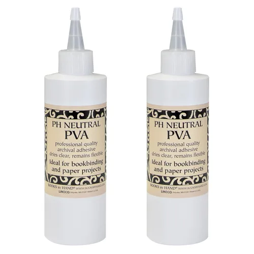 Vista 7 de Lineco PH Neutral PVA Adhesivo, soluble en agua, 4 onzas, paquete de 2 Libre de ácidos, seco transparente, permanece flexible, pegamento blanco