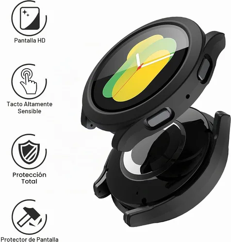 Vista 2 de Misxi - Funda con protector de pantalla para Galaxy Watch 5/4 de 1.575 in 1 negro + 1 transparente