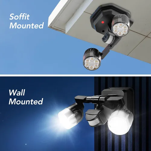 Vista 9 de OREiN Luz de seguridad con sensor de movimiento para exteriores, luz LED reflectora de doble cabeza ajustable, 3 modos