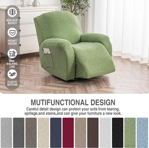 Vista 221 de Gennia Funda Impermeable para Silla Reclinable, Fundas Elásticas para Sofá Reclinable con Bolsillos, Fundas Lavables para Silla Reclinable Lazy Boy