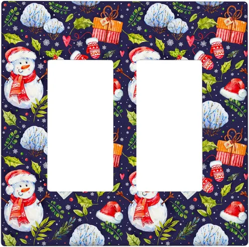 Vista 56 de Cubierta de interruptor de luz dúplex de 1 banda, cubierta decorativa de Navidad con copos de nieve rojos, placa frontal decorativa para cocina