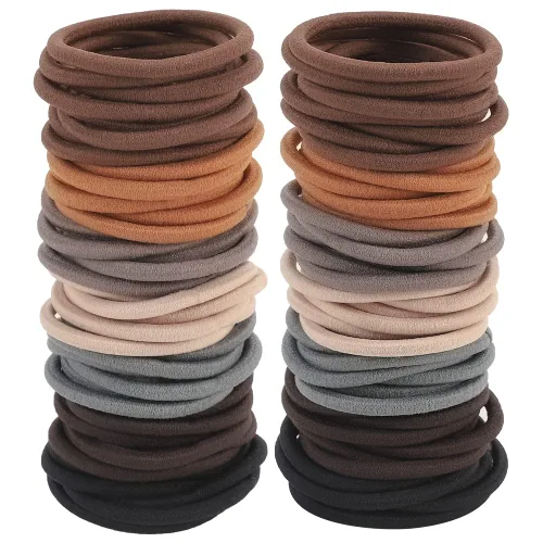 Vista 10 de 100 piezas de coletero elástico de 4 mm, sin daños, para mujeres, hombres y niñas (4 mm, color beige y rubio)