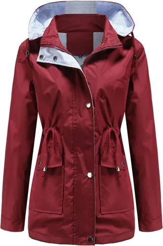 Vista 2 de MODFUL Chubasquero impermeable para mujer, chaqueta impermeable con capucha ligera