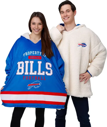 Vista 23 de FOCO Nfl Team Logo Reversible Oversized Sherpa Hoodie Sweatshirt Hoodeez