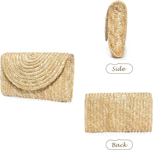 Vista 6 de JOSEKO - Bolso de mano de paja para mujer, bolso de mano de playa para verano