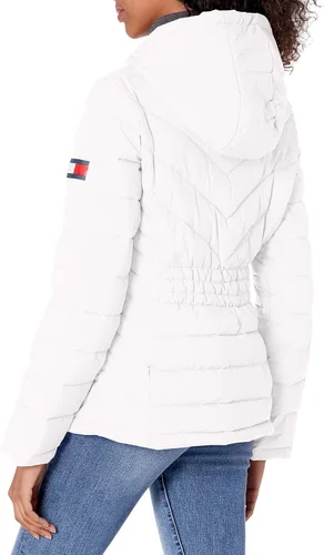 Vista 2 de Tommy Hilfiger Women's Puffer Lightweight Hooded Jacket with Drawstring Packing Bag