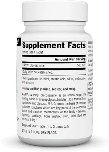 Vista 2 de Source Naturals N-A-G N-acetil glucosamina para soporte articular y revestimiento intestinal* - 500 mg - 60 tabletas