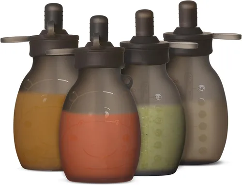 Vista 10 de haakaa Hippo - Bolsa Goody de silicona de apertura ancha – Bolsas reutilizables de 9 oz/260 ml para niños pequeños, bolsas reutilizables para Gris
