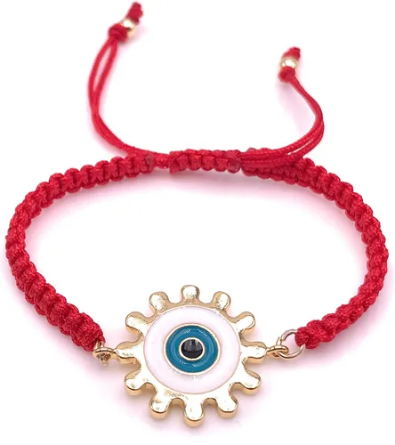 Vista 2 de LESLIE BOULES Pulsera tejida de cuerda roja de mal de ojo para mujer, joyería artesanal, Cristal
