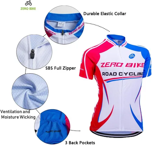 Vista 39 de Jersey de ciclismo para mujer, de manga corta, secado rápido, transpirable, para montaña.