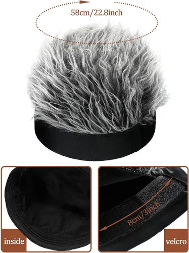 Vista 3 de 3 sombreros de pelo novedosos para hombre, viseras de golf divertidas, ajustables, peluca con visera de gorra de béisbol para hombres y mujeres