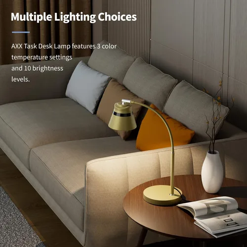 Vista 3 de AXX Lámpara de escritorio dorada, luz de mesa de 24 pulgadas para oficina en casa, dormitorio, dormitorio universitario, bombilla LED incluida, 1000