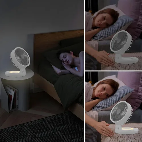 Vista 8 de mollie Ventilador de escritorio USB recargable pequeño de 8 pulgadas, funciona con pilas, con velocidades para el hogar, oficina, dormitorio, mini