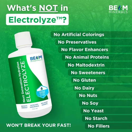 Vista 4 de BEAM Minerals Electrolyze Reabastecimiento de electrolitos líquido Todos los electrolitos, sin toda la sal 32 fl Oz
