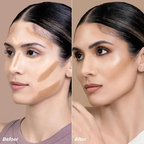 Vista 5 de FOCALLURE Bronceador e Iluminador en Crema 2 en 1 en Barra, Lápiz de Contorno No Graso y que No Reseca, Fácil de Crear un Acabado Mate Natural
