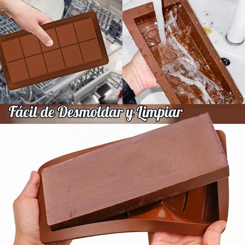 Vista 7 de Webake - Moldes de barra de chocolate profundo, 2 unidades, moldes de silicona platino de 1 pulgada para barra de chocolate Dubai para barra
