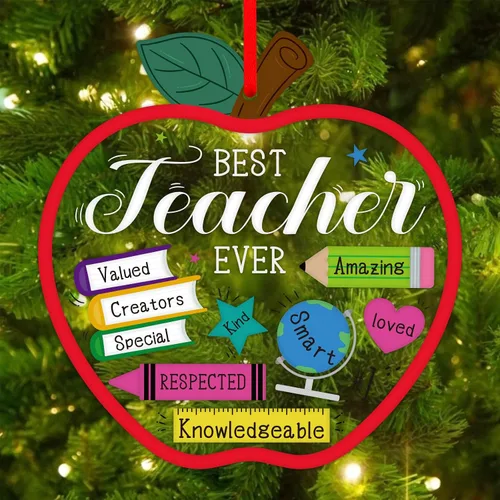 Vista 12 de PETCEE Adornos para Maestros Regalos de Apreciación para Maestras Adornos para Maestros para Decoraciones de Árbol de Navidad Jubilación Regalos