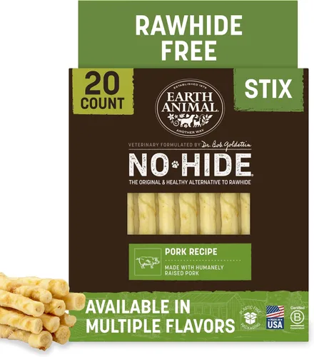 Vista 18 de Earth Animal No Hide Stix - Palitos masticables sin cuero de larga duración para perros pequeños, sabor a carne de res - Paquete de valor de 20