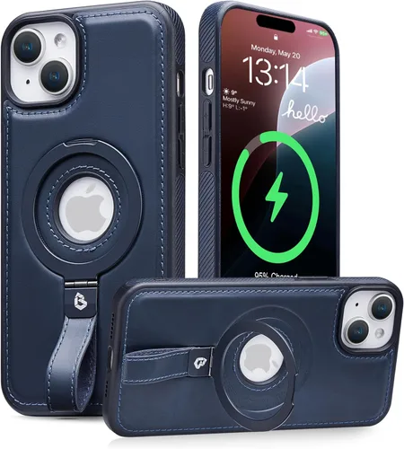 Vista 16 de Butaiga - Funda para iPhone 12 Pro Max con correa de cuero, soporte de anillo, color negro Finger Loop, Relieve Smartphone Pinky Strain
