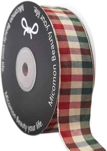 Vista 9 de Cinta a cuadros de guinga – 25 yardas, rojo y azul (3/8 pulgadas) para decoración de Navidad y embalaje de regalo