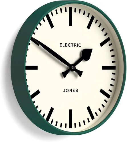 Vista 10 de JONES CLOCKS® Reloj de pared Tiger Reloj moderno de estación redonda 12 pulgadas Negro Aspecto de diseñador genial para cocina, sala