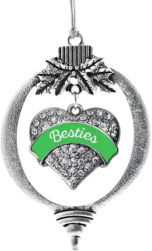 Vista 242 de Inspired Silver Adornos festivos de dije de corazón pave de plata con circonitas cúbicas