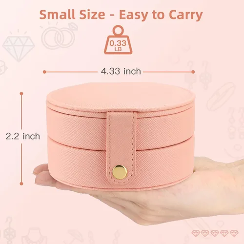 Vista 2 de Organizador de joyas de viaje, elegante y pequeño joyero de viaje para mujeres y niñas, accesorios esenciales de viaje, regalo ideal para Navidad