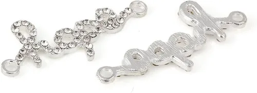 Vista 26 de RUBYCA 5pcs Metal Cruz Llave Lateral Conector Cuentas Cristal DIY Joyería Pulsera Tono Plata