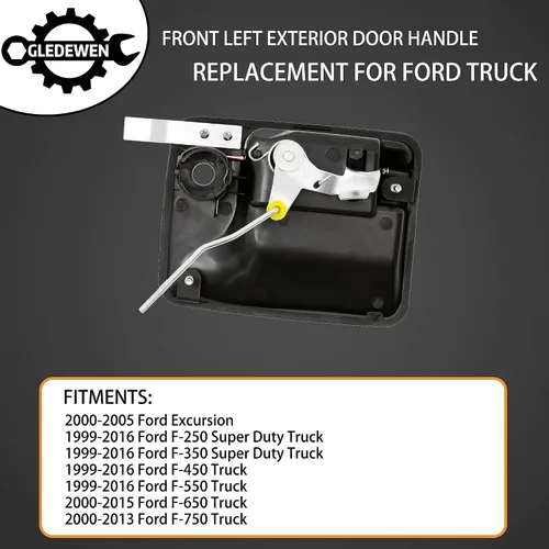 Vista 2 de Gledewen Manija de puerta exterior, lado delantero del conductor, compatible con Ford F-250/F-350/F-450/F-550 Super Duty/Ford Excursion 1999-2016