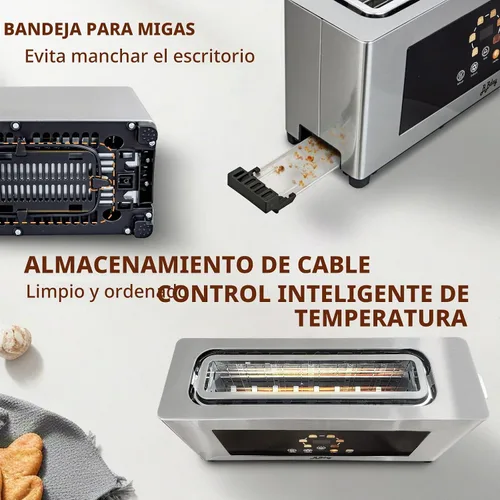 Vista 7 de Tostadora de 2 rebanadas con pantalla táctil, ranura extra ancha, 6